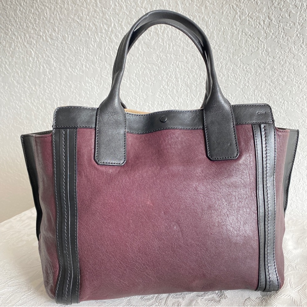 Chloe Alison burgundy black tote